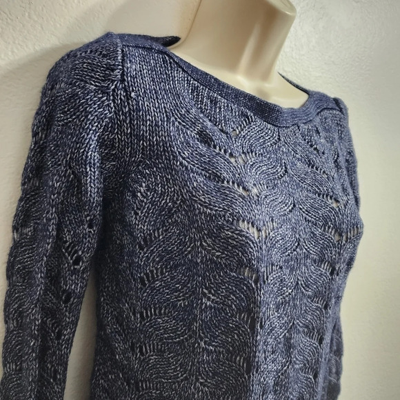 SOFT SURROUNDINGS Blue Open Knit Sweater - Picture 2 of 7